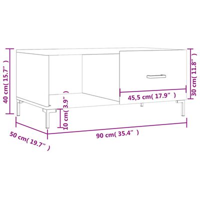 vidaXL Tavolino da Salotto Grigio Cemento 90x50x40cm Legno Multistrato