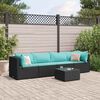 vidaXL Set Divani da Giardino 5 pz con Cuscini Nero in Polyrattan