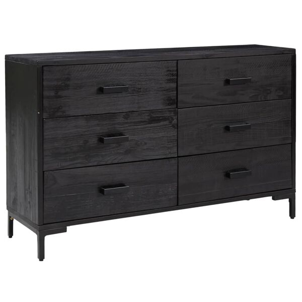 vidaXL Credenza Nera 110x35x70 cm in Legno Massello di Pino
