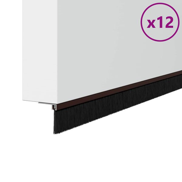vidaXL Spazzole per porte autoadesive 12 pcs Marrone 100 cm