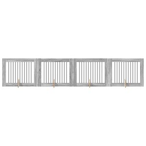 vidaXL Cancello per cani con supporti 4 pcs Grigio Sonoma 100 x 80 cm