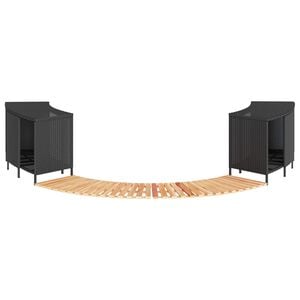 vidaXL Bordo per Spa Nero in Polyrattan e Legno Massello di Acacia