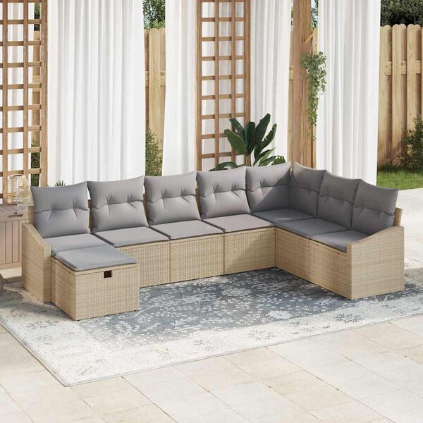 vidaXL Set Divano da Giardino con cuscino 8 pcs polyrattan