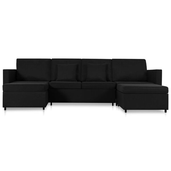 vidaXL Divano Letto a 4 Posti in Tessuto Nero