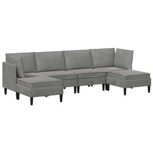 vidaXL Set di mobili per il soggiorno 6 pz Grigio Chiaro Velluto