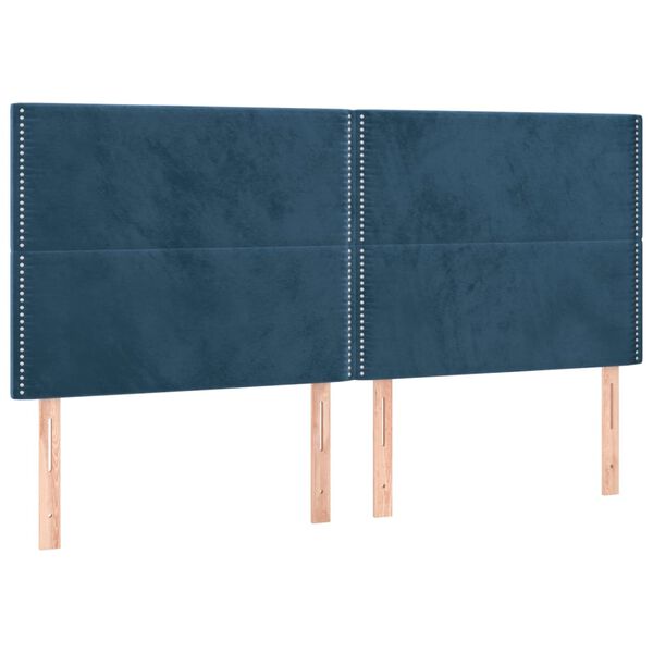 vidaXL Testiera Blu Scuro 200x5x118/128 cm Velluto