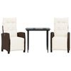 vidaXL Set da Pranzo da Giardino 3pz con Cuscini in Polyrattan Marrone