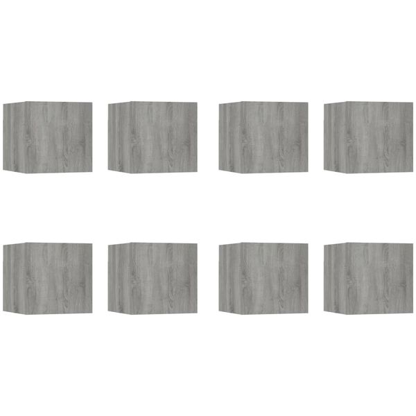 vidaXL Armadietti TV a Parete 8 pz Grigio Sonoma 30,5x30x30 cm