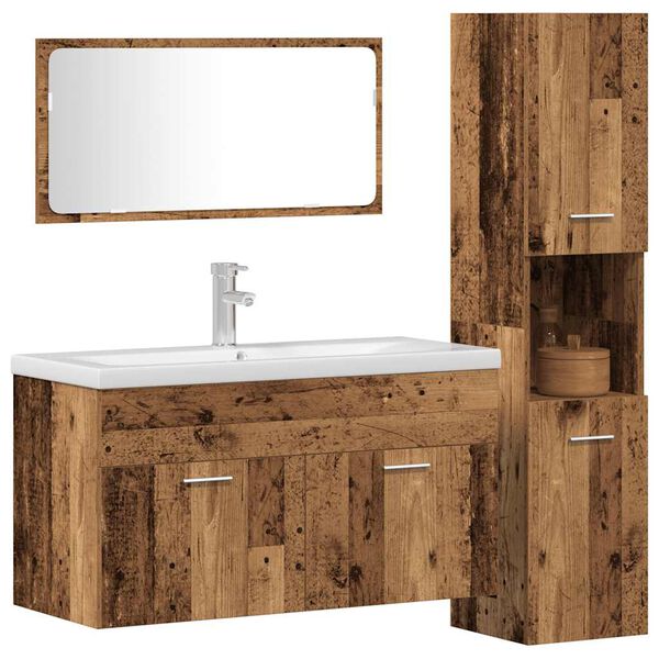 vidaXL Set Mobili da Bagno 3 pz Legno Antico in Legno Multistrato