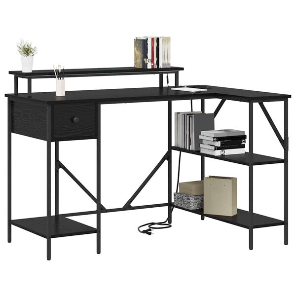 vidaXL Scrivania Rovere Nero 120 x 79 x 86,5 cm Legno multistrato