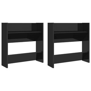 vidaXL Scarpiere a Muro 2pz Nero Lucido 60x18x60cm Legno Multistrato