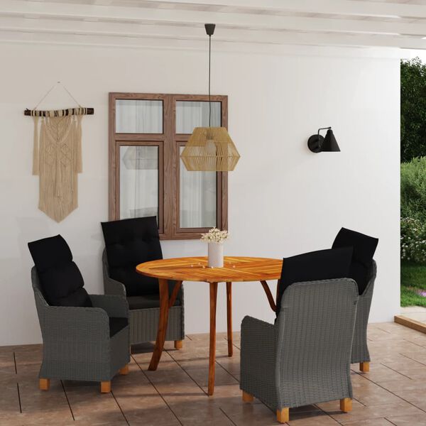 vidaXL Set Mobili da Pranzo per Giardino 5 pz Grigio Scuro