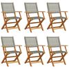 vidaXL Sedie pieghevoli, 6 pezzi, in polyrattan grigio e legno massello
