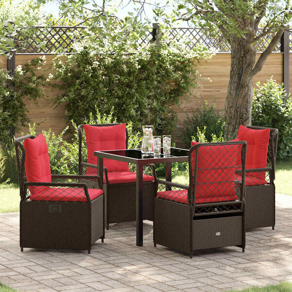 vidaXL Set da Pranzo per Giardino 5 pcs Marrone polyrattan