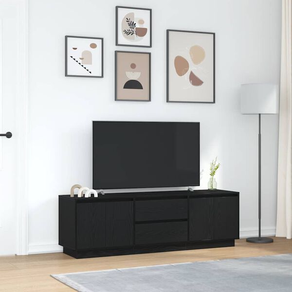 vidaXL Mobile Porta TV con Luci LED Rovere Nero 160,5x41x50 cm
