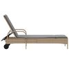 vidaXL Lettino Prendisole con Ruote e Cuscino in Polyrattan Beige