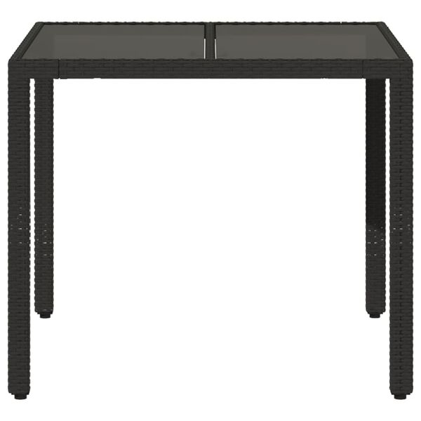 vidaXL Tavolo da Giardino Piano in Vetro Nero 90x90x75 cm Polyrattan