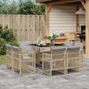 vidaXL Set Pranzo da Giardino 9 pz con Cuscini Beige Misto Polyrattan