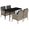 vidaXL Set Pranzo da Giardino 5pz con Cuscini Grigio Chiaro Polyrattan