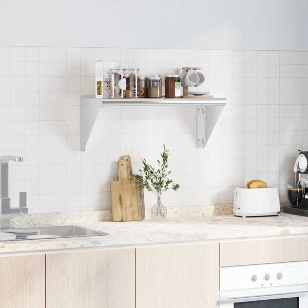 vidaXL Mensola a Muro 75x30x31 cm Argento in Acciaio Inossidabile