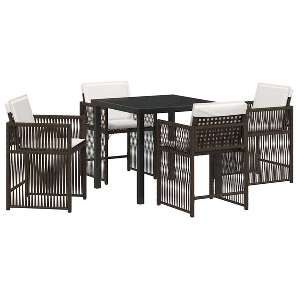 vidaXL Set da Pranzo per Giardino 5 pcs Marrone polyrattan