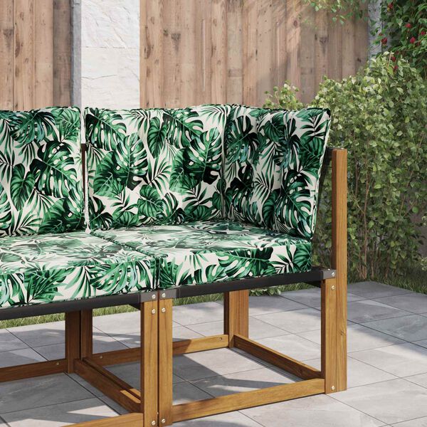 vidaXL Cuscino per divano da esterno 3 pcs Motivo Foglia Poliestere