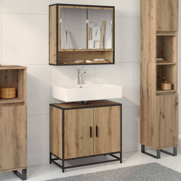 vidaXL Armadio per Lavabo da Bagno rovere artigianale 65 x 33 x 60 cm