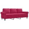 vidaXL Divano a 3 Posti Rosso Vino 180 cm in Velluto