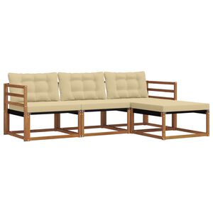 vidaXL Set di divani da esterno 4 pz Naturale e Beige