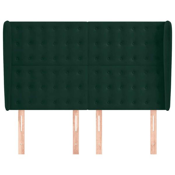 vidaXL Testiera ad Orecchio Verde Scuro 147x23x118/128cm in Velluto