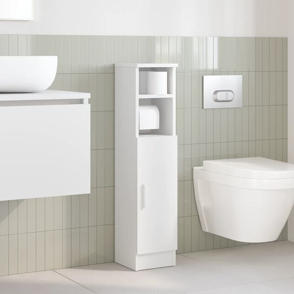 vidaXL Mobile da Bagno con Portarotolo Bianco 20,5x22x90 cm
