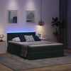 vidaXL Letto con contenitore e LED Verde Scuro 140 x 190 cm Velluto