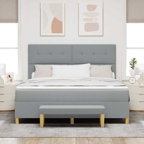 vidaXL Letto a molle con materasso Grigio chiaro 180 x 200 cm Tessuto