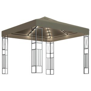 vidaXL Gazebo con Luci a Stringa LED 3x3 m in Tessuto Grigio Talpa