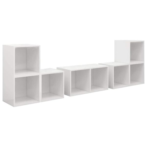 vidaXL Set Mobile TV 6 pz Bianco Lucido in Legno Multistrato