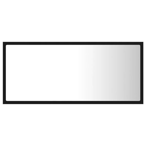 vidaXL Specchio da Bagno a LED Nero 90x8,5x37 cm in Acrilico