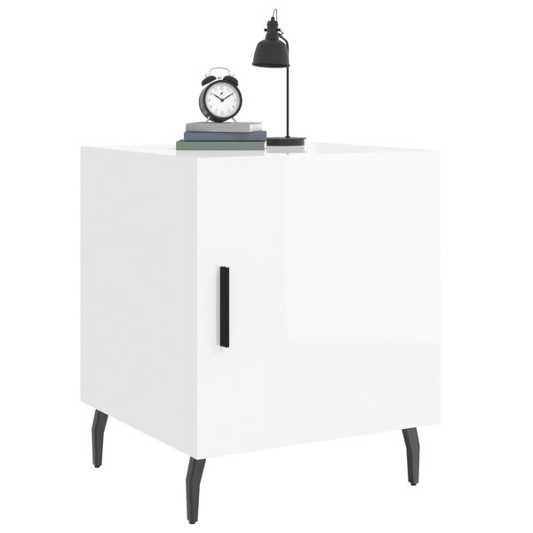 vidaXL Comodini 2 pz Bianco Lucido 40x40x50 cm in Legno Multistrato