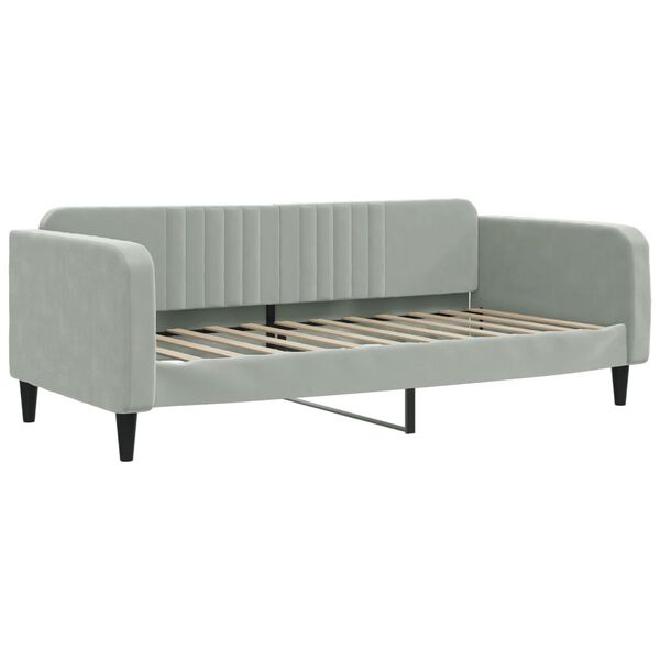 vidaXL Divano Letto Estraibile Materassi Grigio Chiaro 90x200 Velluto