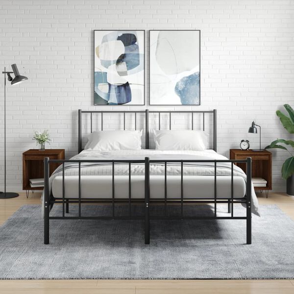 vidaXL Comodini 2pz Rovere Marrone 40x35x50 cm in Legno Multistrato