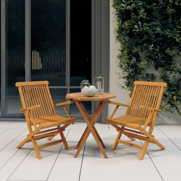 vidaXL Set da Pranzo per Giardino 3 pz in Legno Massello di Teak