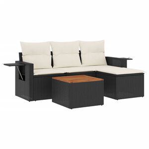 vidaXL Set Divani da Giardino 5 pz con Cuscini in Polyrattan Nero