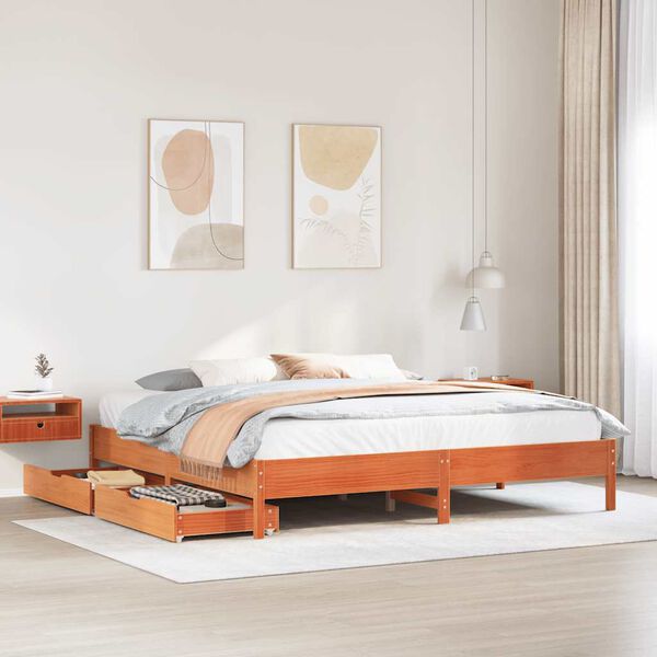 vidaXL Letto senza Materasso Marrone Cera 180x200 cm in Legno di Pino
