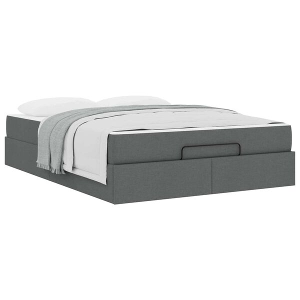 vidaXL Struttura letto con materasso 2 pcs Grigio Sfumato Tessuto