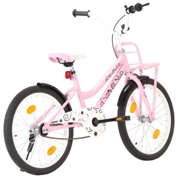 vidaXL Bici per Bambini con Trasportino Frontale 20'' Rosa e Nera