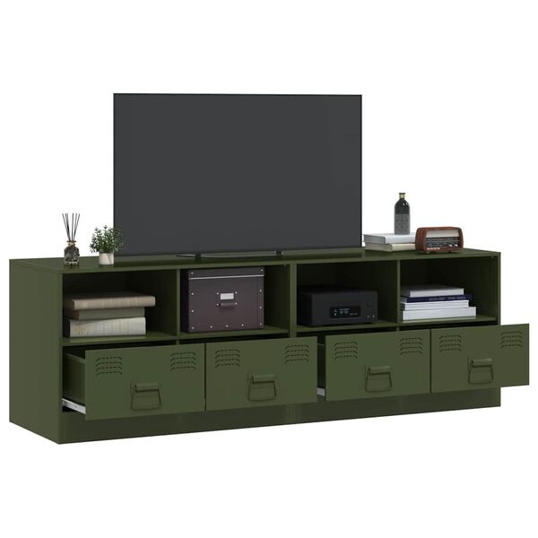 vidaXL Mobili TV 2 pz Verde Oliva 67x39x44 cm in Acciaio