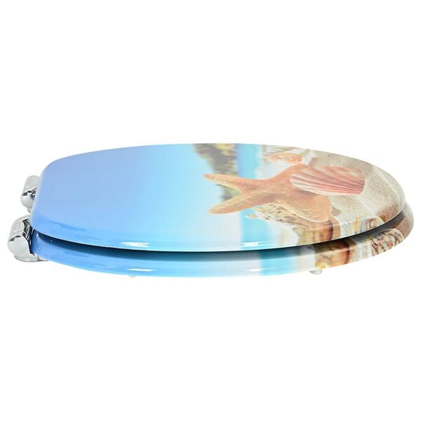 vidaXL Sedile del WC 2 pcs Conchiglia di mare 44 x 38 cm Pannello MDF