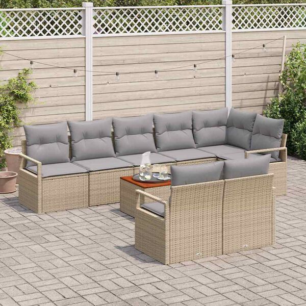 vidaXL Set Divano da Giardino 9 pcs beige e grigio chiaro