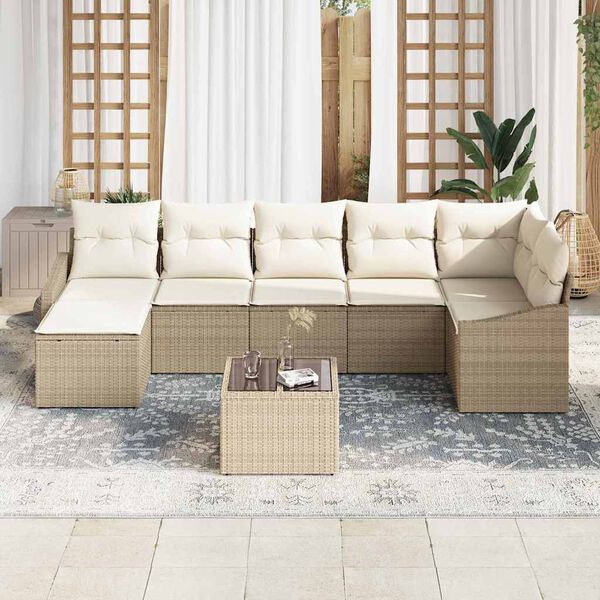 vidaXL Set di divani con cuscino 8 pcs Beige polyrattan