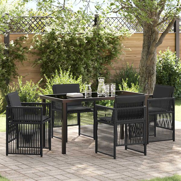 vidaXL Set da Pranzo per Giardino 5 pcs Nero Poly Rattan