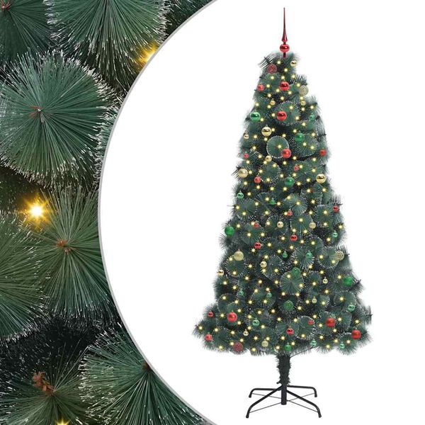 vidaXL Albero di Natale artificiale preilluminato con set di palline
